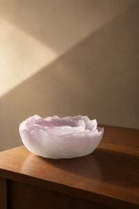 Petal Drift Blush Frosted Glass Serving Bowl