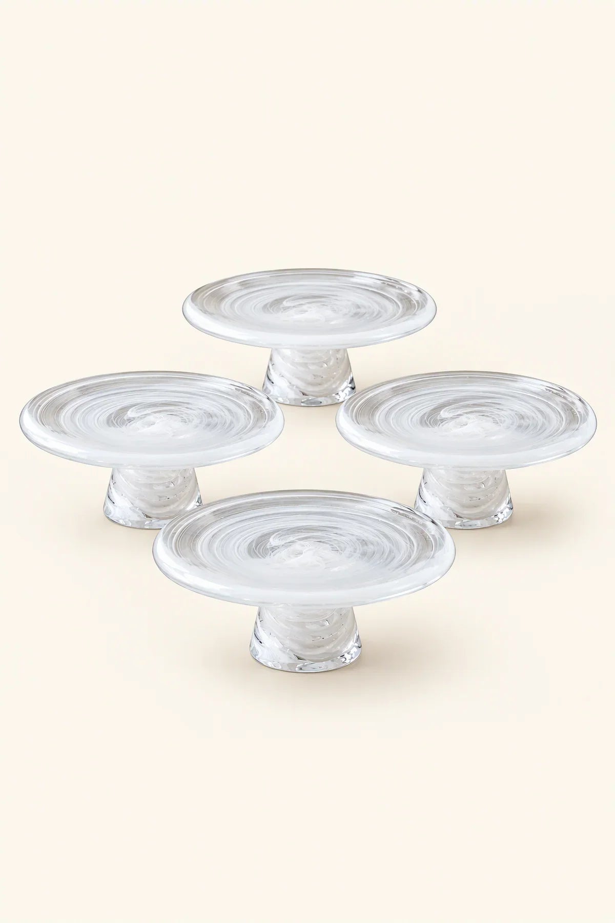 Cloud Current White-Swirl Glass Snack Plate