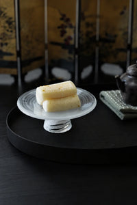Cloud Current White-Swirl Glass Snack Plate