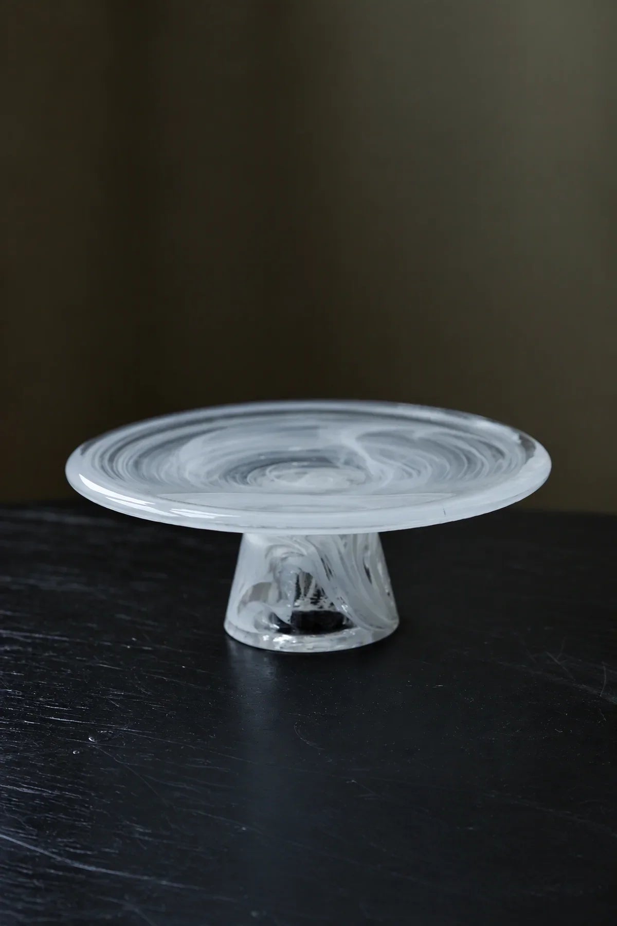 Cloud Current White-Swirl Glass Snack Plate
