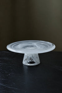 Cloud Current White-Swirl Glass Snack Plate