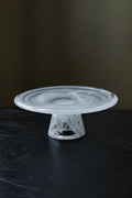Cloud Current White-Swirl Glass Snack Plate