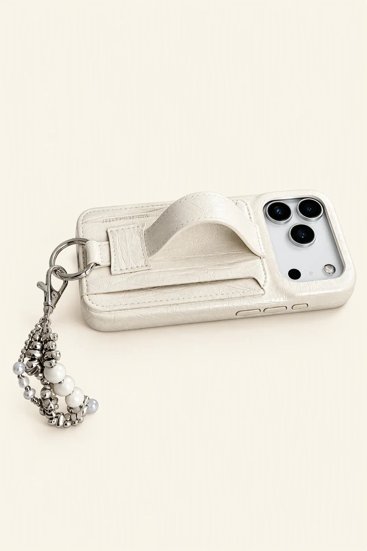 Crumple Cream Leather-Look Phone Case