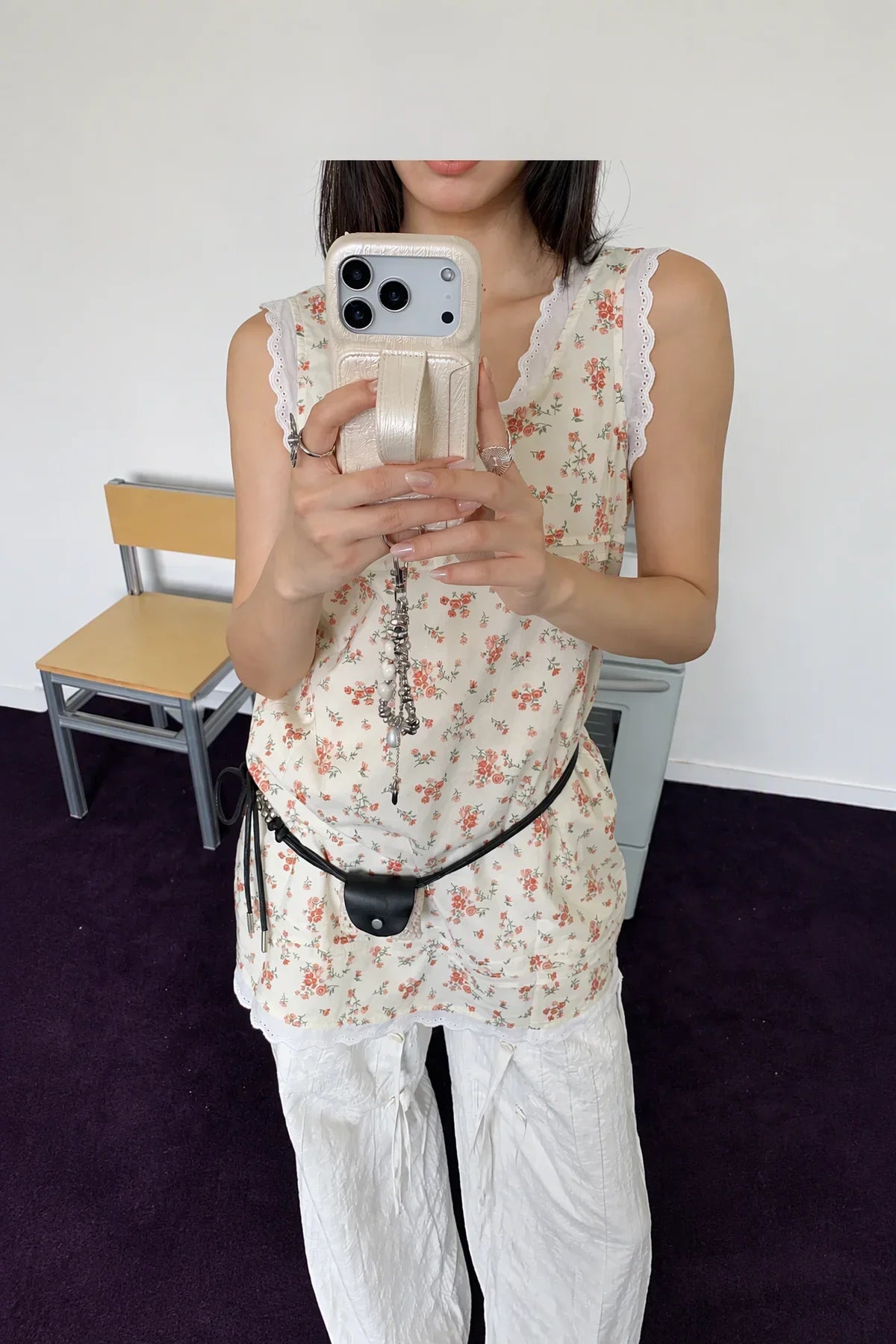 Crumple Cream Leather-Look Phone Case