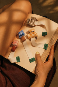 Reading Nook Gingham Fabric Plush Bookmark