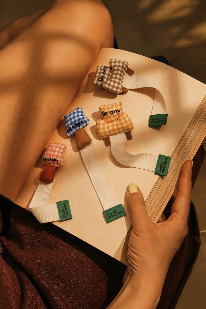 Reading Nook Gingham Fabric Plush Bookmark