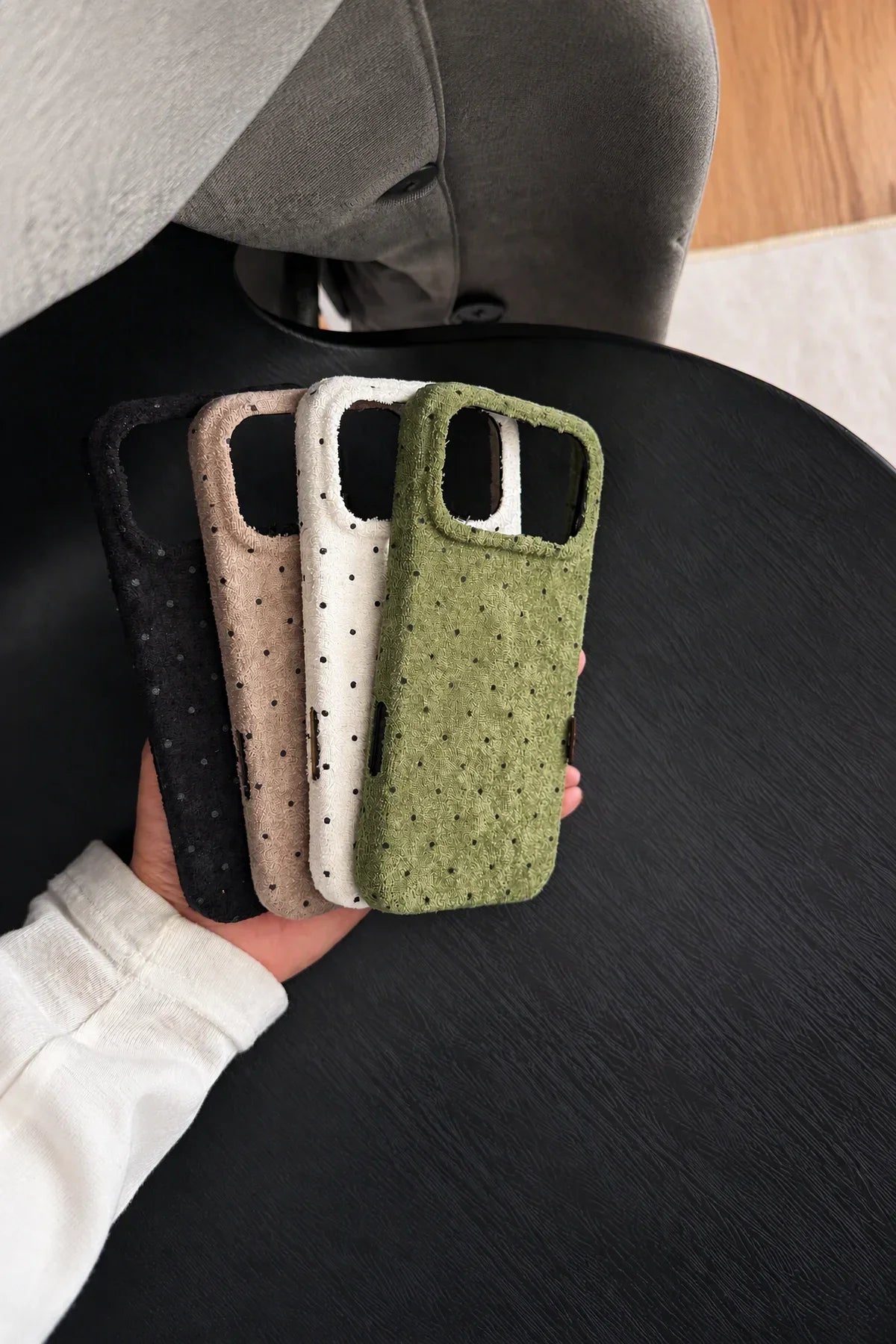 Pillow Talk Dotted Plush Fabric Phone Case