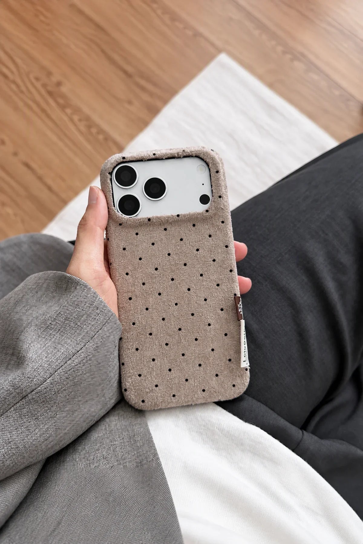 Pillow Talk Dotted Plush Fabric Phone Case