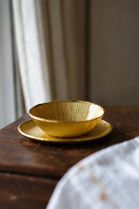 Solar Flare Gold Glass Dinnerware Set