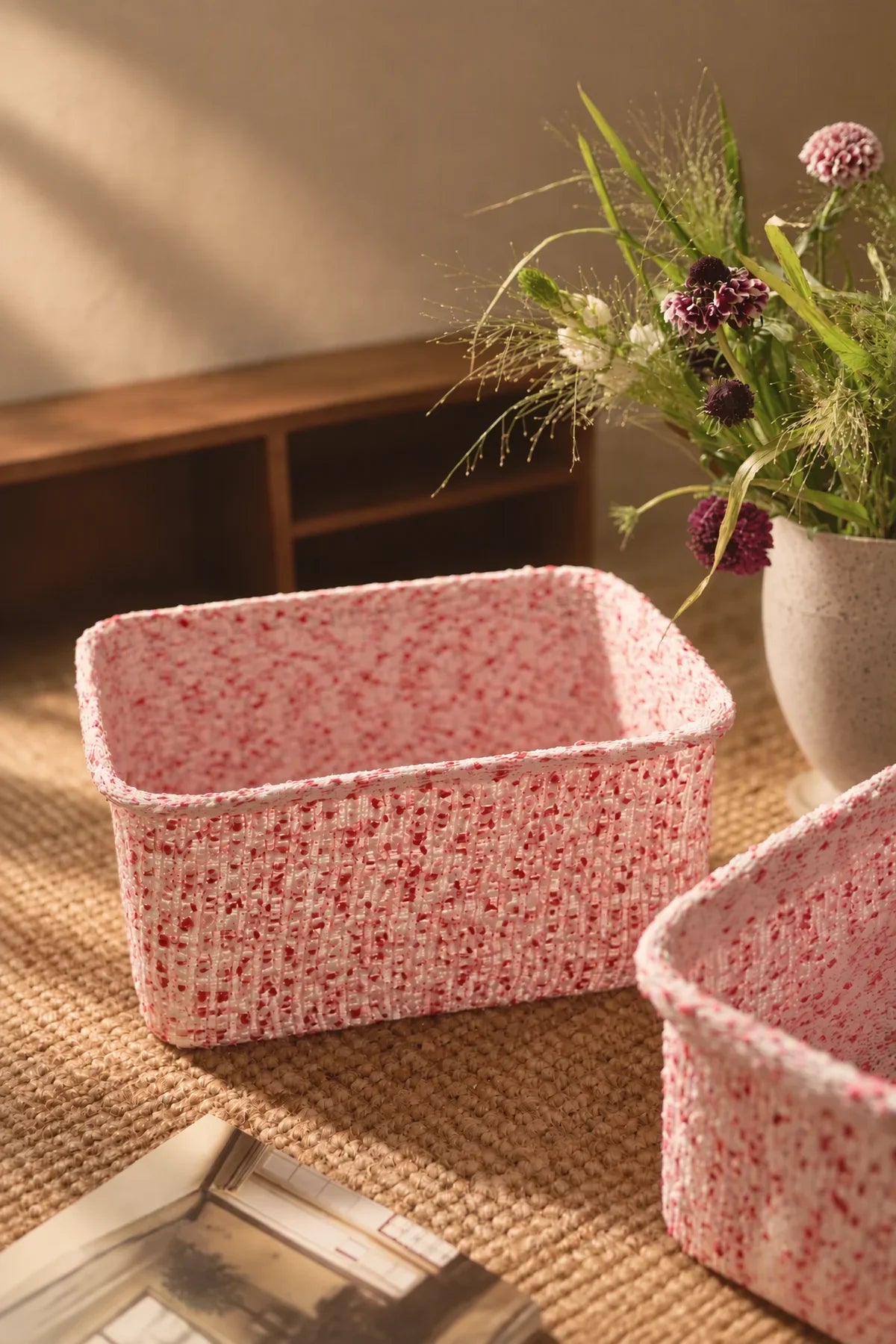 Berry Confetti Pink Knitted Storage Basket