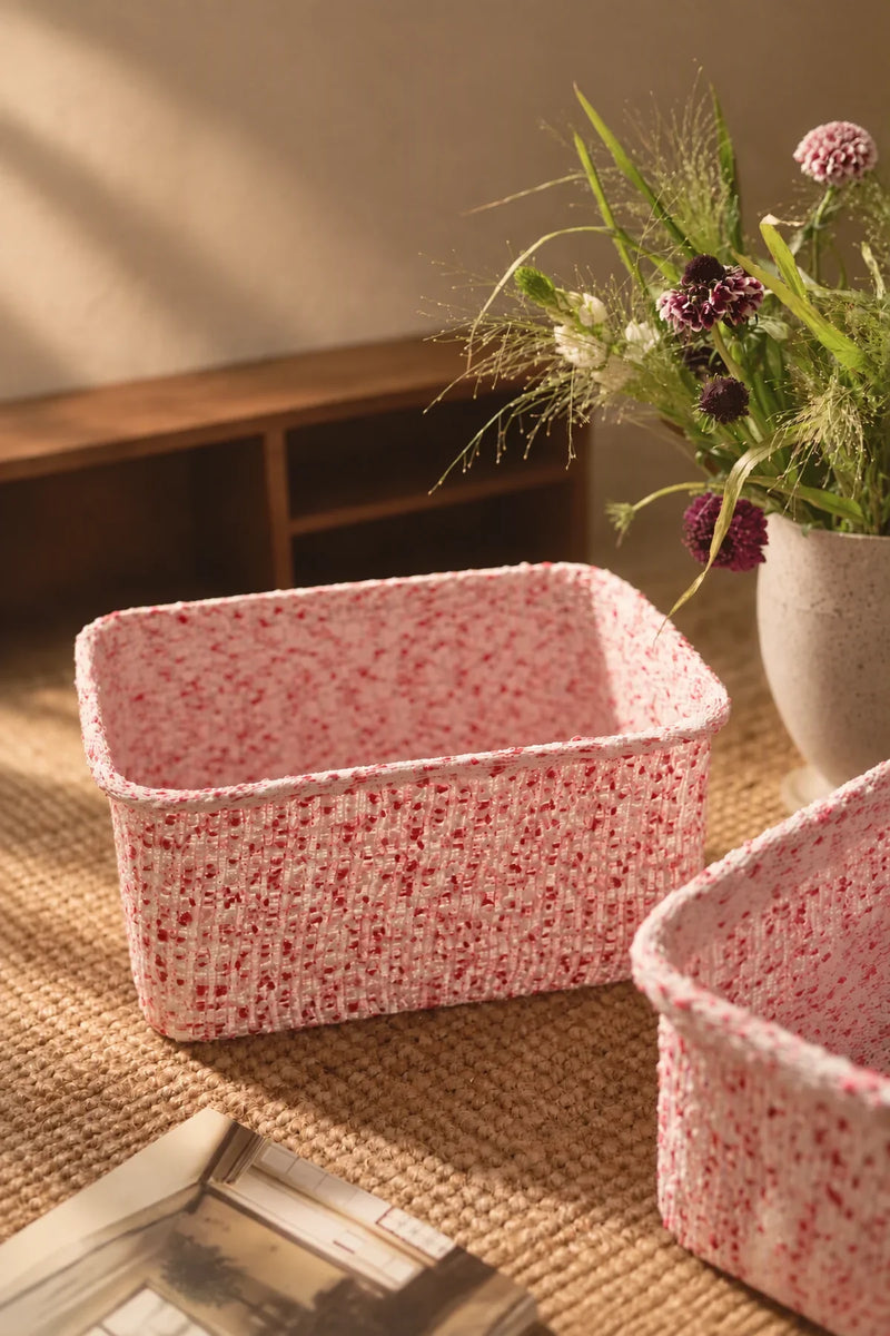 Berry Confetti Pink Knitted Storage Basket