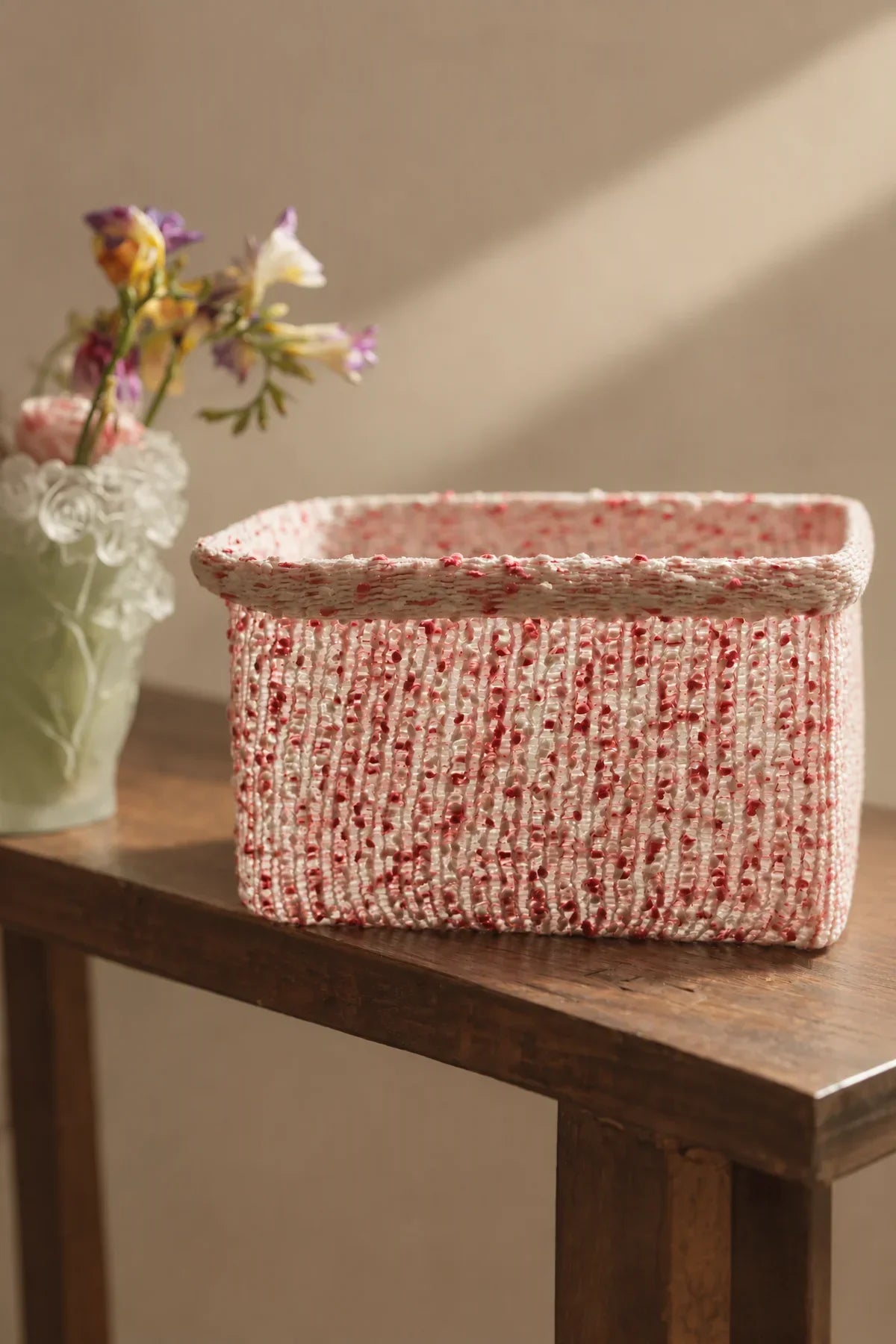 Berry Confetti Pink Knitted Storage Basket