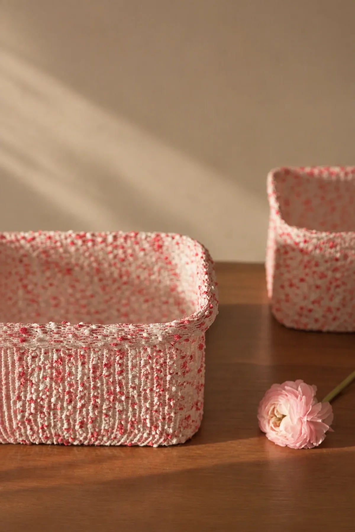 Berry Confetti Pink Knitted Storage Basket