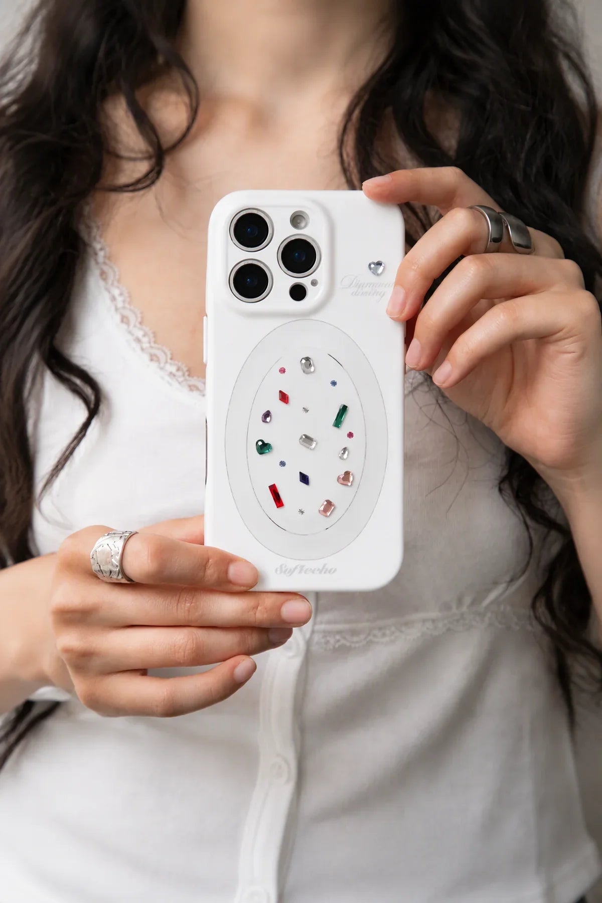 Diamond Dining White Plastic-Look Phone Case