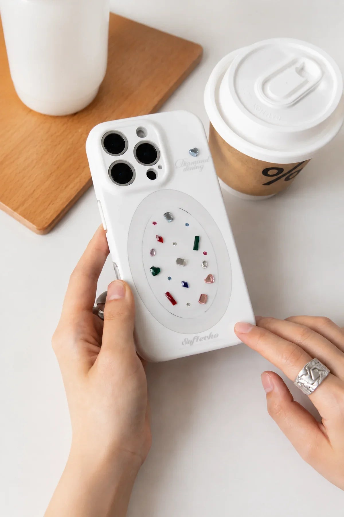 Diamond Dining White Plastic-Look Phone Case