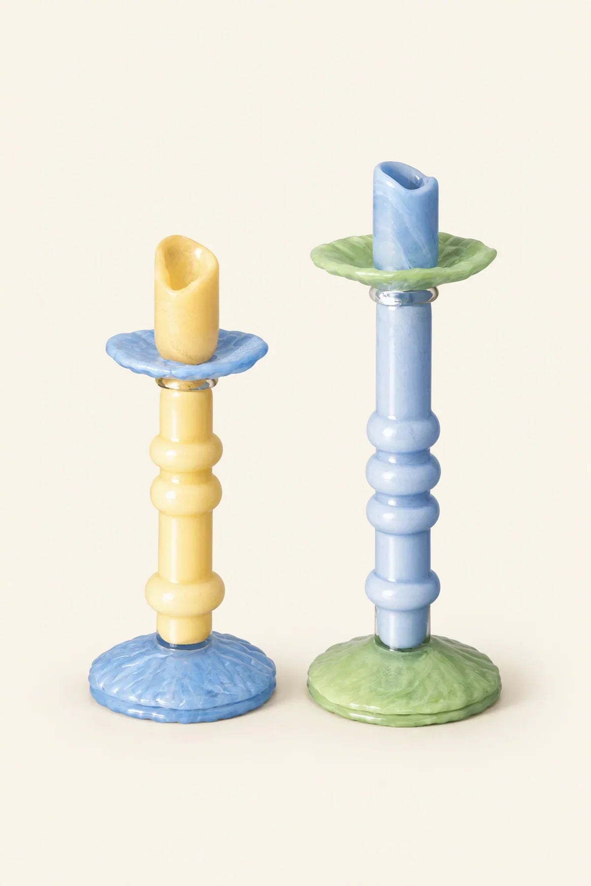 Pastel Totem Marbled Glass Candle Holder