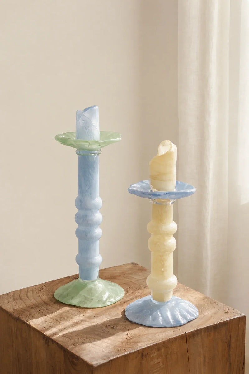 Pastel Totem Marbled Glass Candle Holder