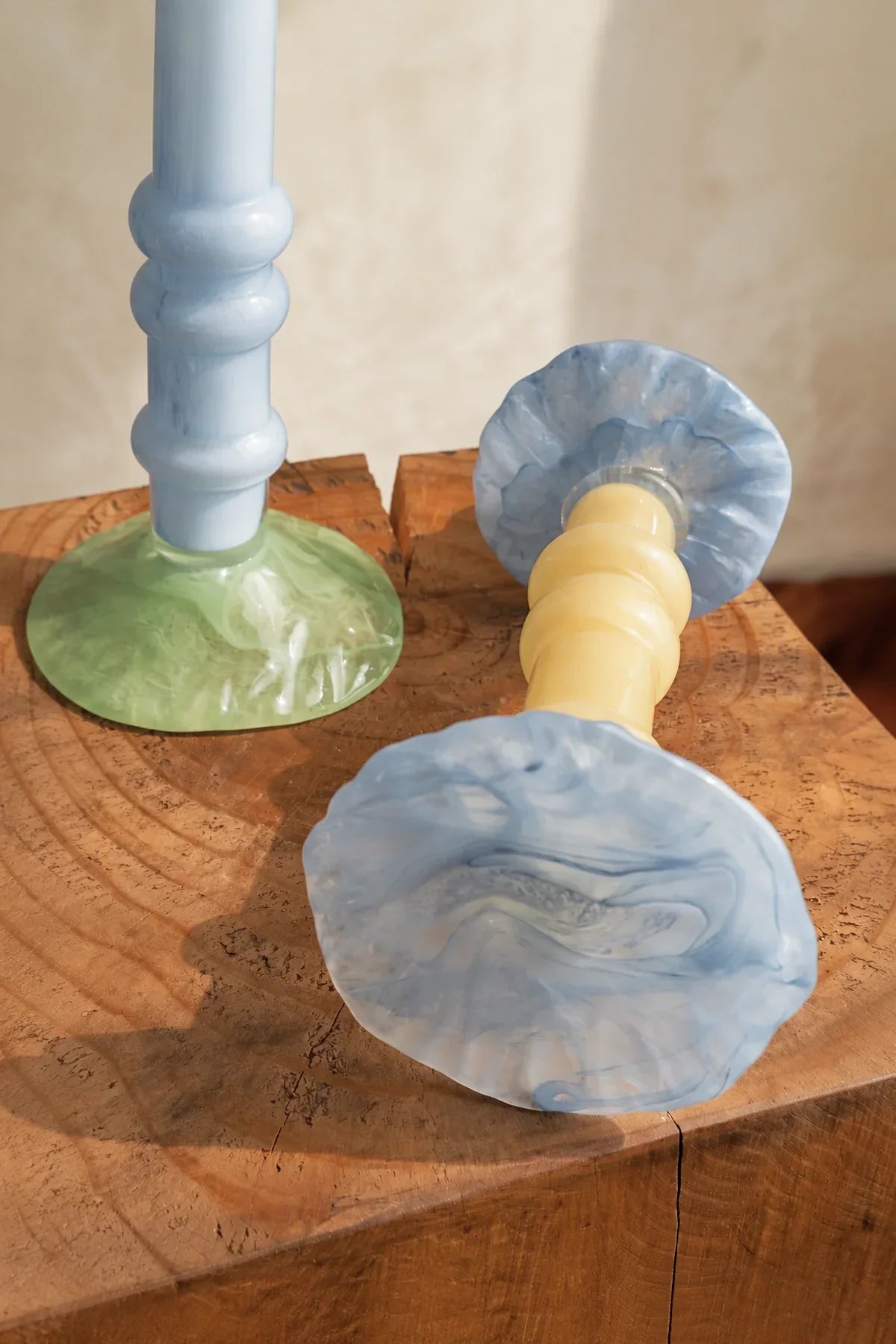 Pastel Totem Marbled Glass Candle Holder