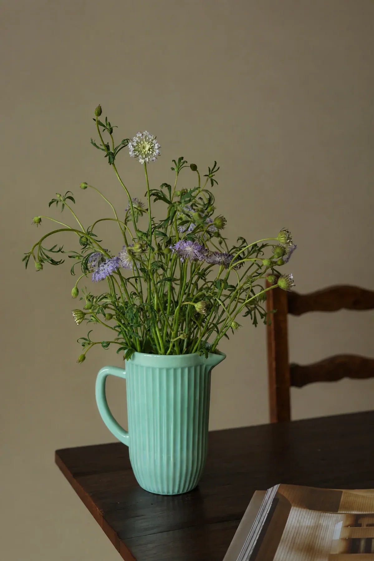 Garden Border Mint Glass Pitcher and Cup Set