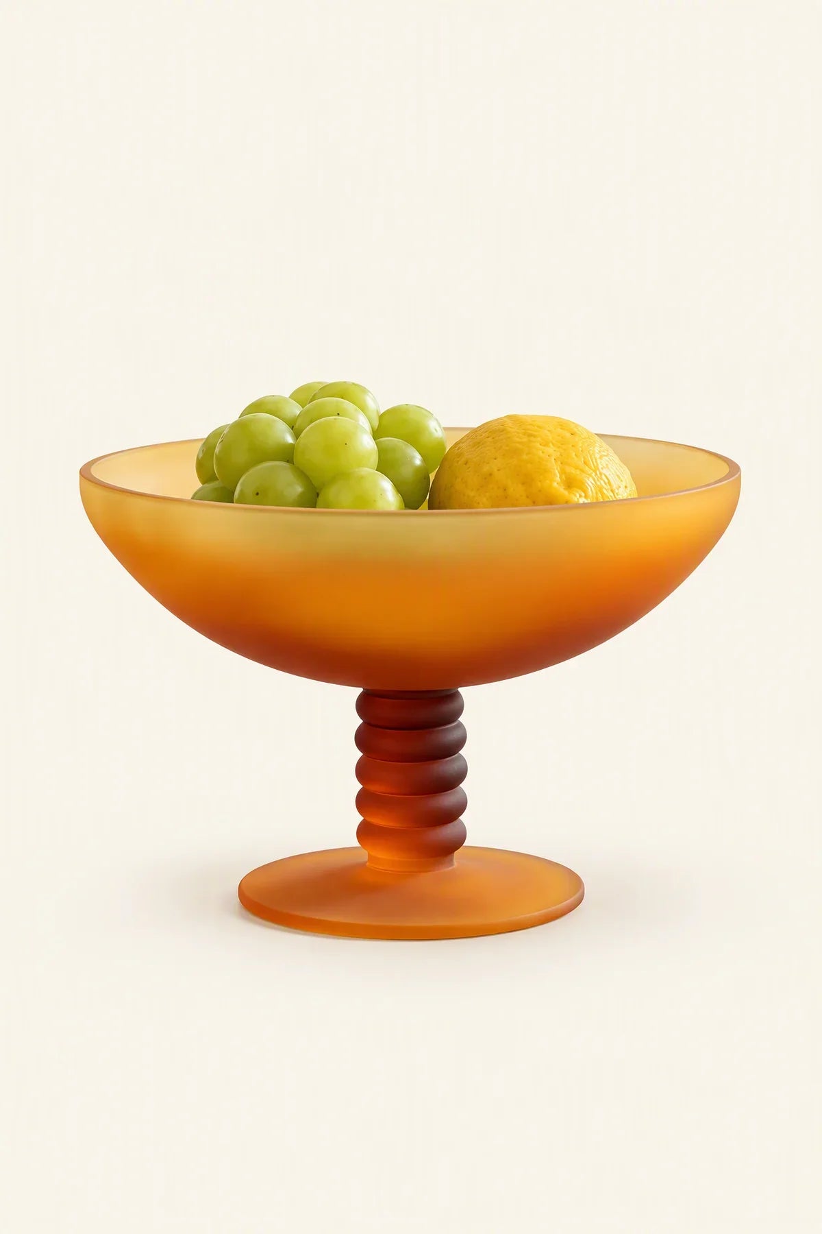 Golden Hour Amber Frosted Glass Fruit Bowl