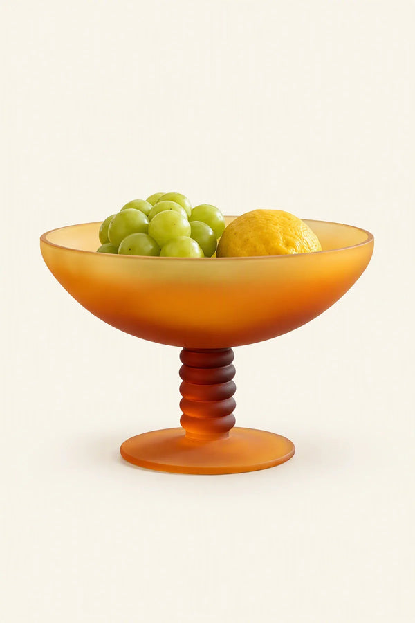 Golden Hour Amber Frosted Glass Fruit Bowl