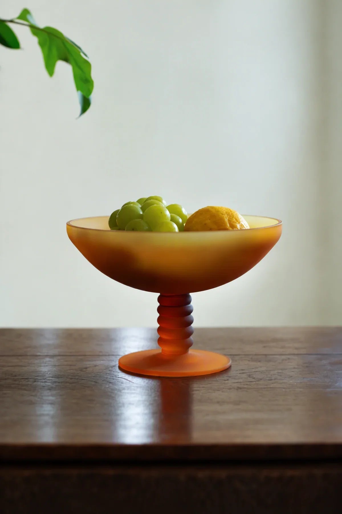 Golden Hour Amber Frosted Glass Fruit Bowl