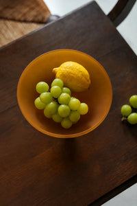 Golden Hour Amber Frosted Glass Fruit Bowl