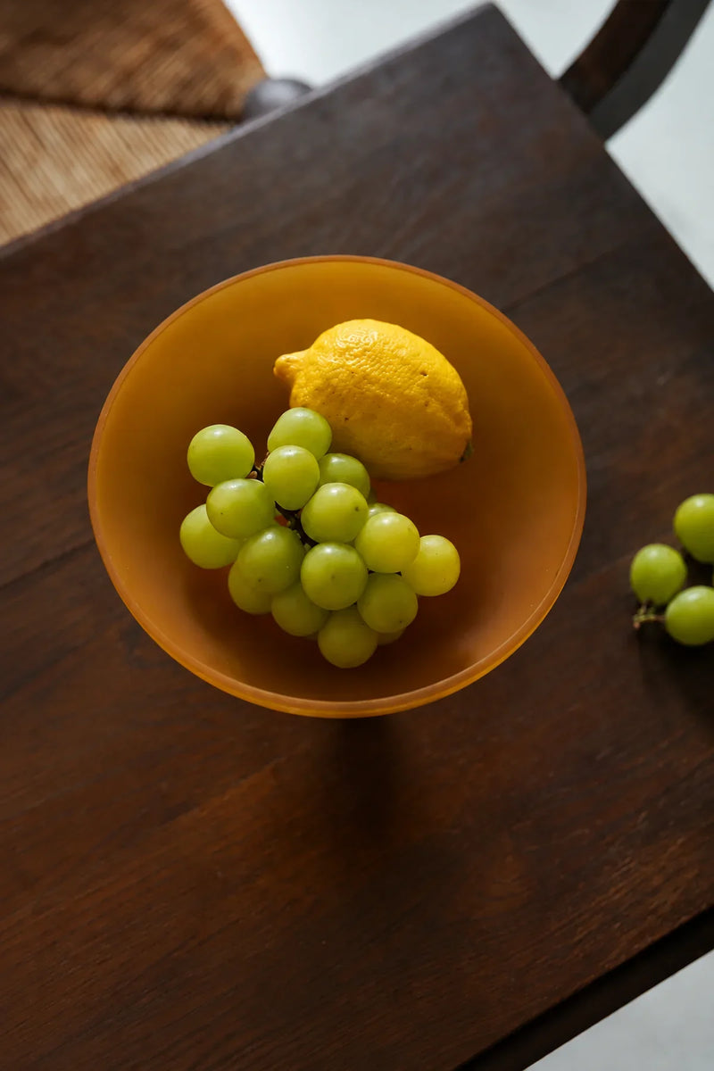 Golden Hour Amber Frosted Glass Fruit Bowl