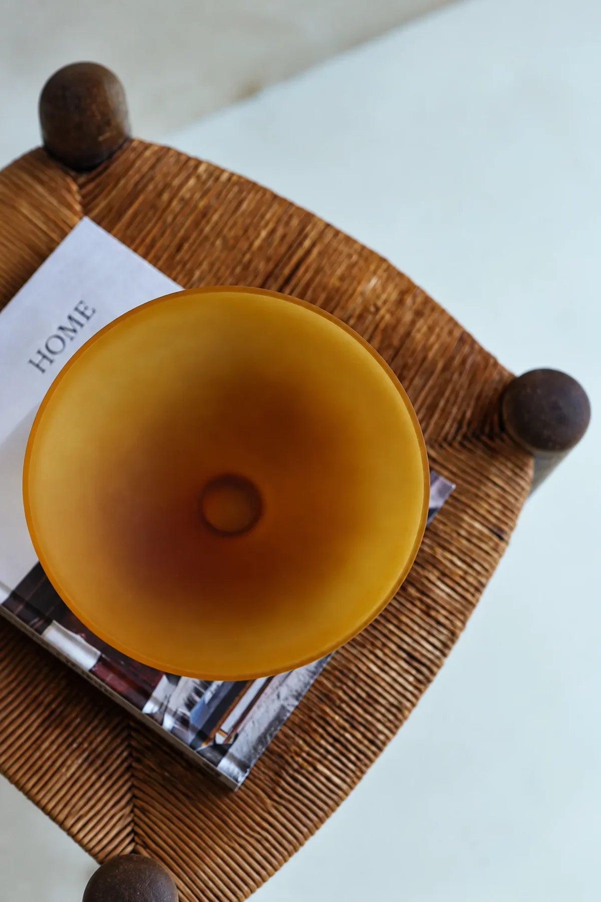 Golden Hour Amber Frosted Glass Fruit Bowl