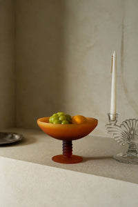 Golden Hour Amber Frosted Glass Fruit Bowl