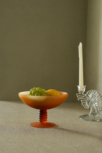 Golden Hour Amber Frosted Glass Fruit Bowl