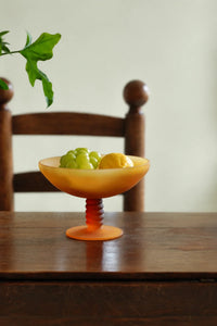 Golden Hour Amber Frosted Glass Fruit Bowl