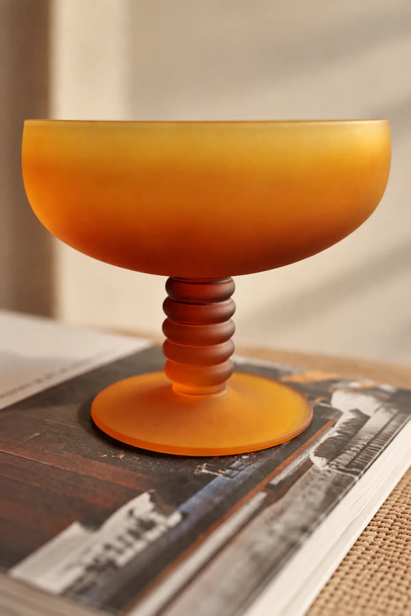 Golden Hour Amber Frosted Glass Fruit Bowl