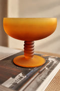 Golden Hour Amber Frosted Glass Fruit Bowl