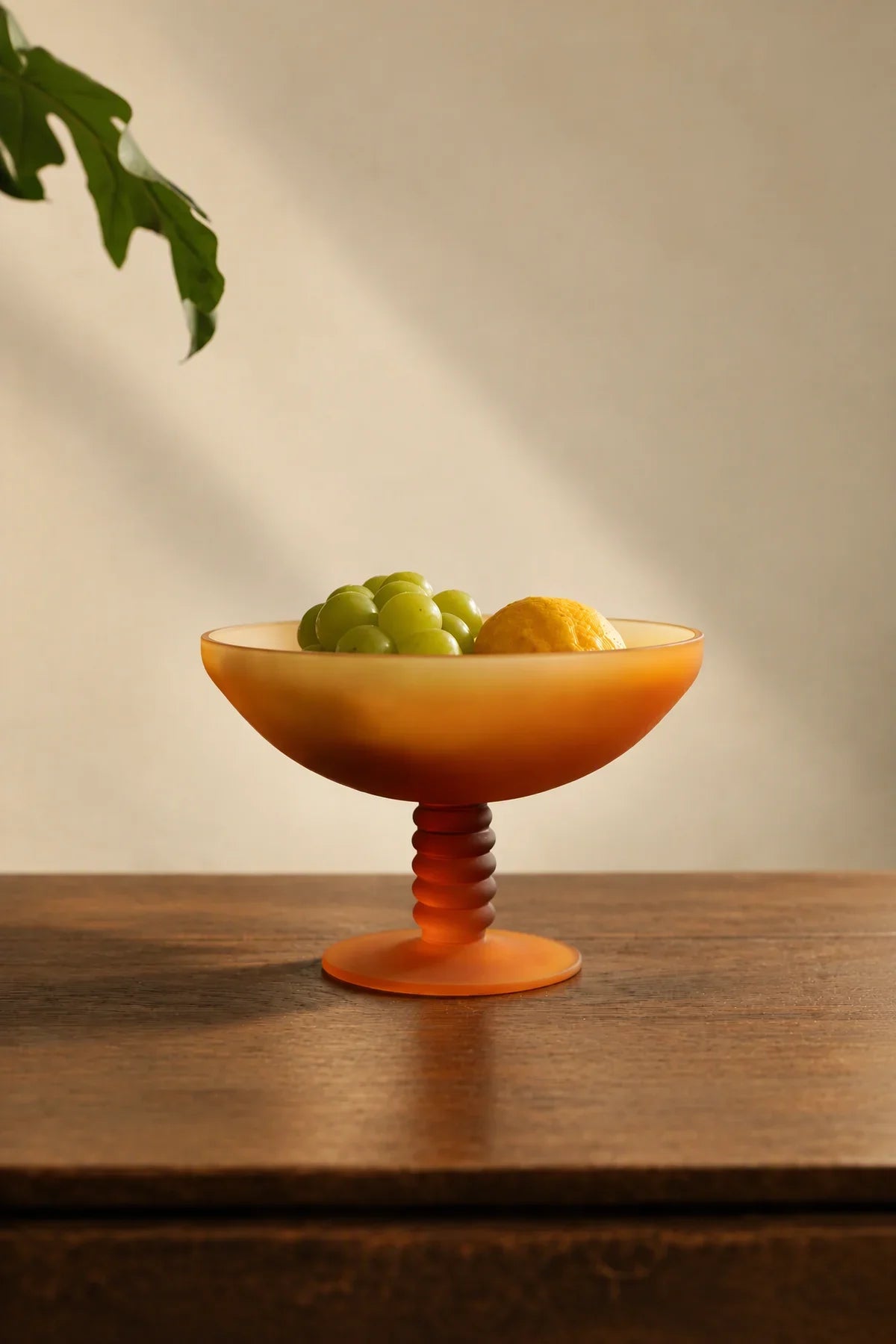 Golden Hour Amber Frosted Glass Fruit Bowl
