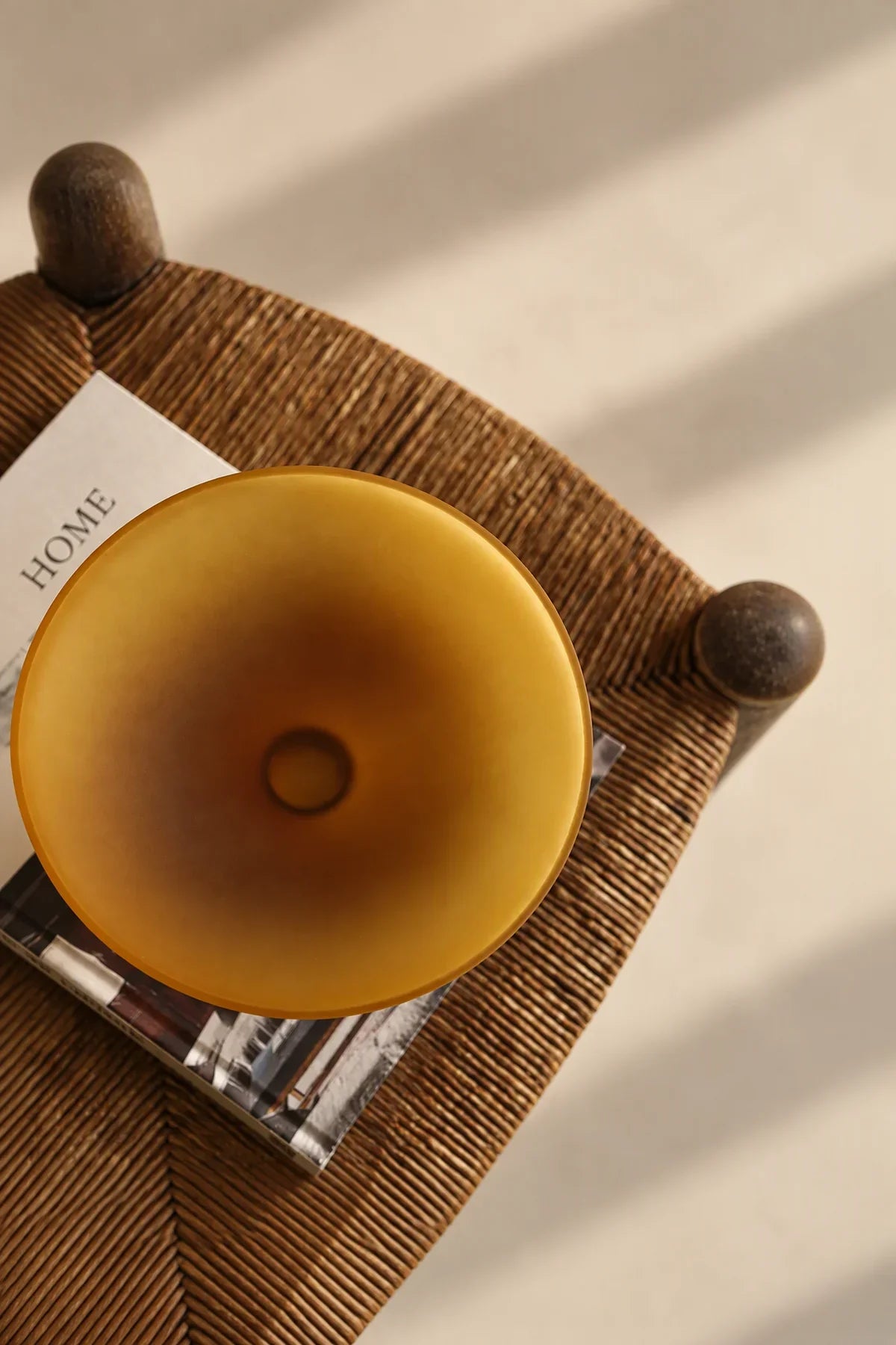 Golden Hour Amber Frosted Glass Fruit Bowl