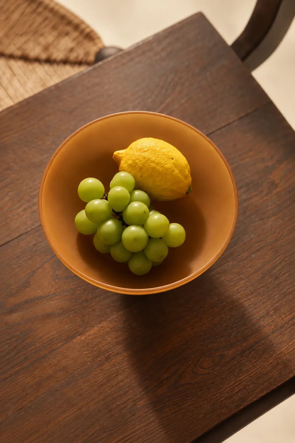 Golden Hour Amber Frosted Glass Fruit Bowl