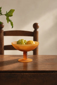 Golden Hour Amber Frosted Glass Fruit Bowl