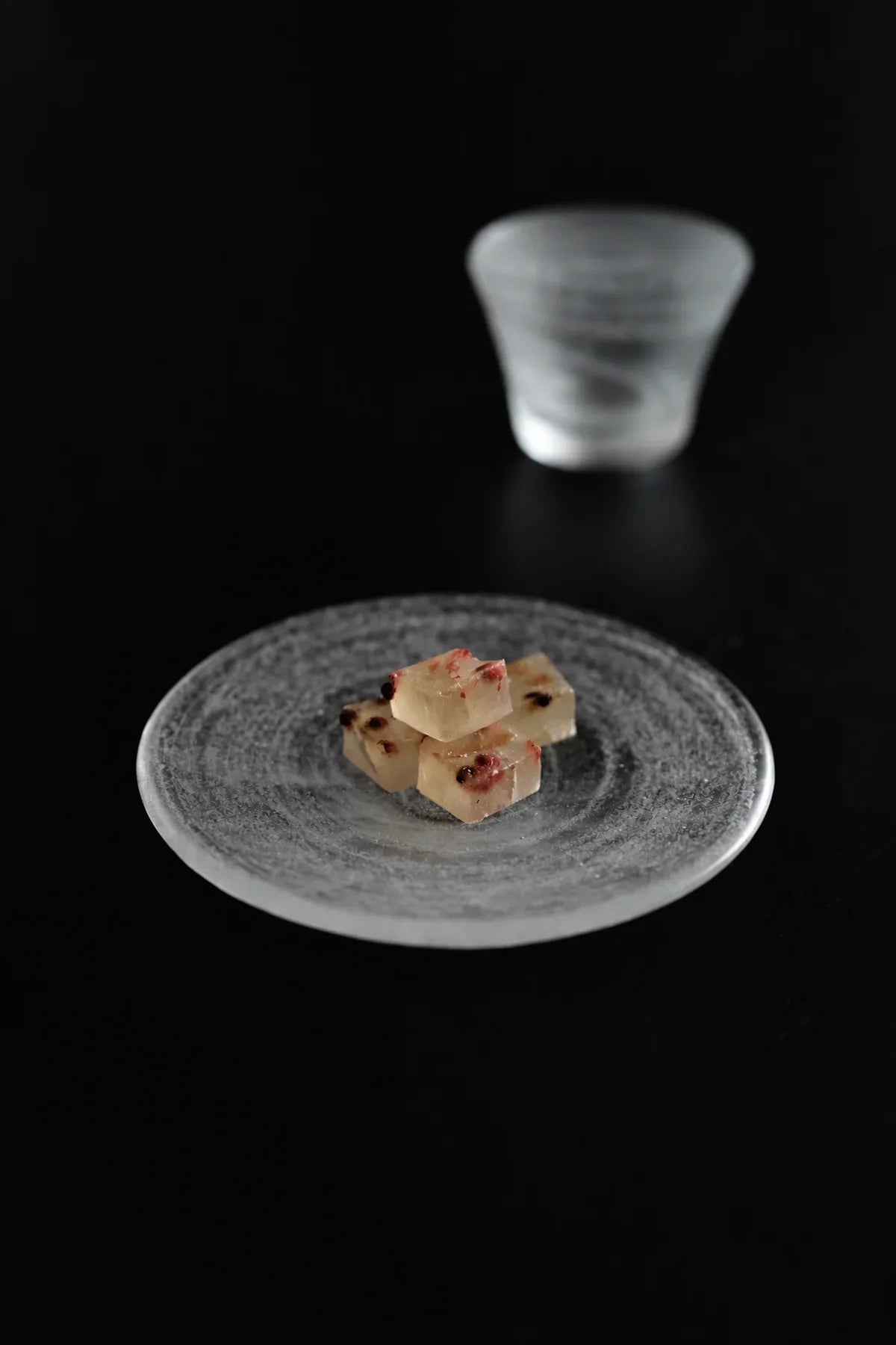 Moonlit Frosted Clear Glass Dessert Plate