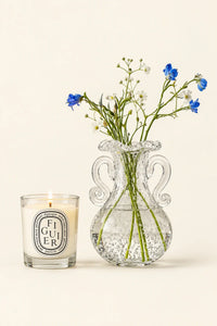 Ribbon Dance White Spiral Glass Flower Vase