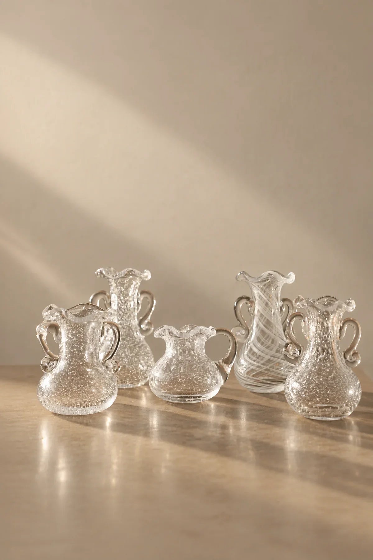 Ribbon Dance White Spiral Glass Flower Vase