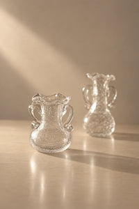 Ribbon Dance White Spiral Glass Flower Vase