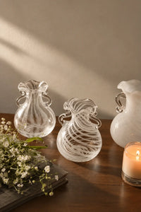 Ribbon Dance White Spiral Glass Flower Vase