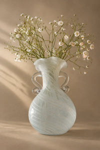 Ribbon Dance White Spiral Glass Flower Vase