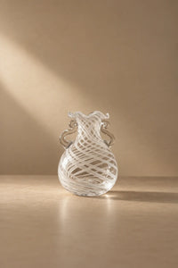 Ribbon Dance White Spiral Glass Flower Vase