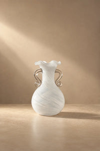 Ribbon Dance White Spiral Glass Flower Vase