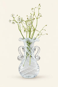 Ribbon Dance White Spiral Glass Flower Vase