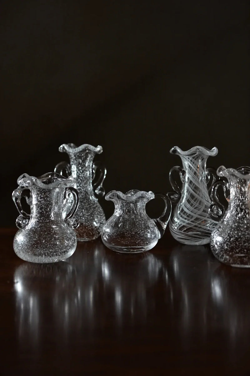 Ribbon Dance White Spiral Glass Flower Vase