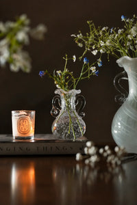 Ribbon Dance White Spiral Glass Flower Vase