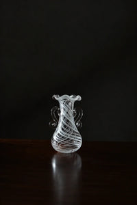 Ribbon Dance White Spiral Glass Flower Vase